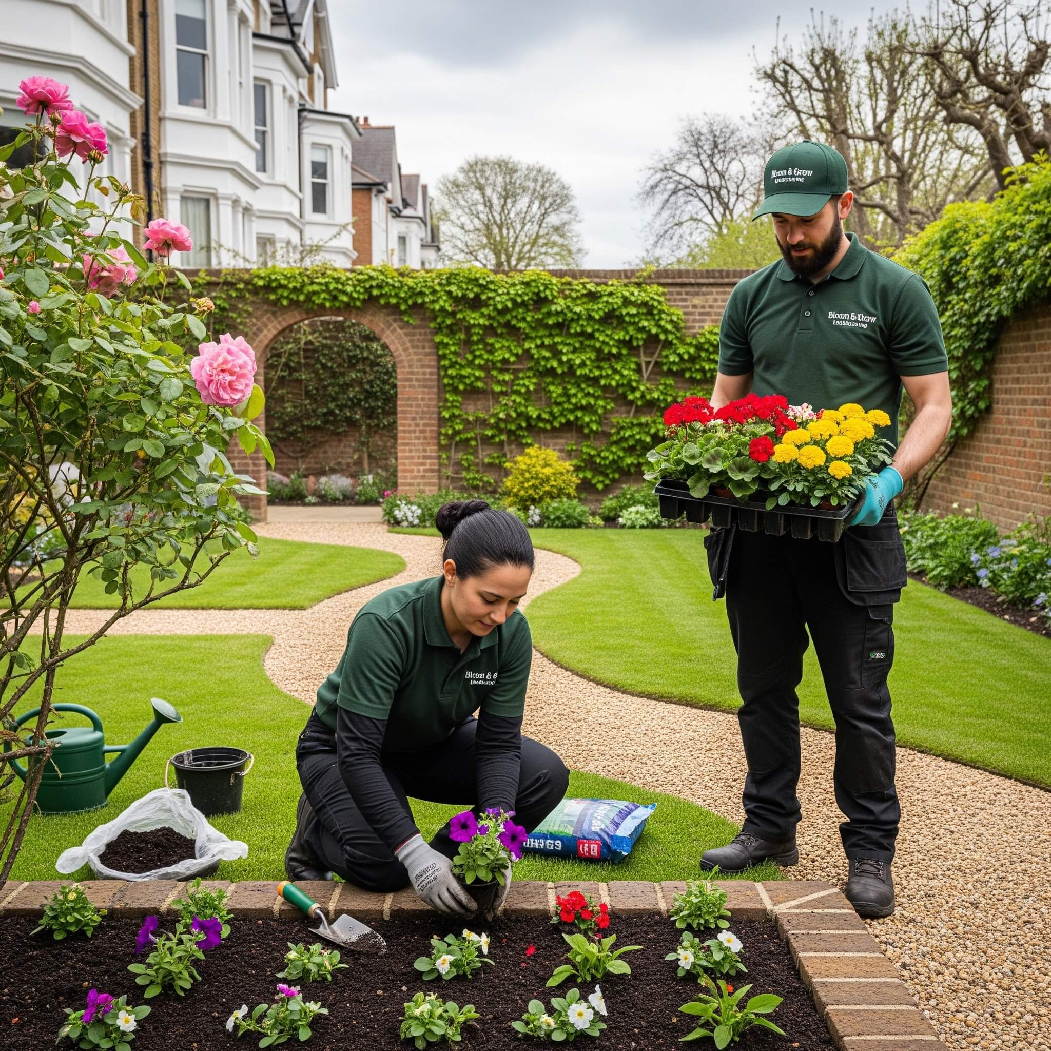 gardeners working on a landscaping project in a Kingston property
